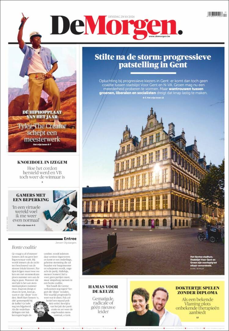 Portada de De Morgen (B&eacute;lgica)