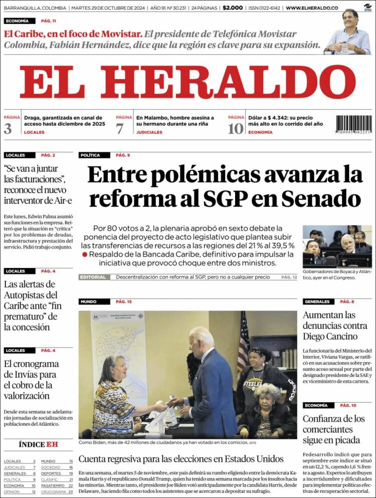 Portada de El Heraldo (Colombia)