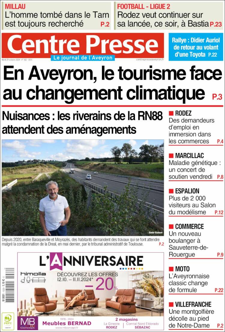 Portada de Centre Presse (Francia)