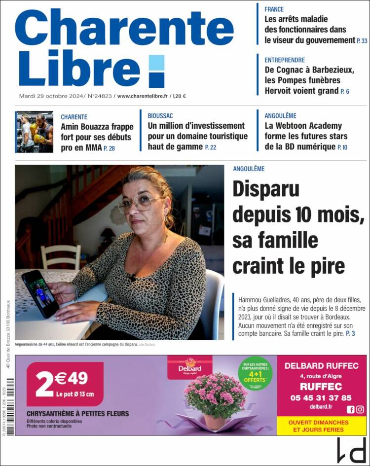 Portada de Charente Libre (Francia)