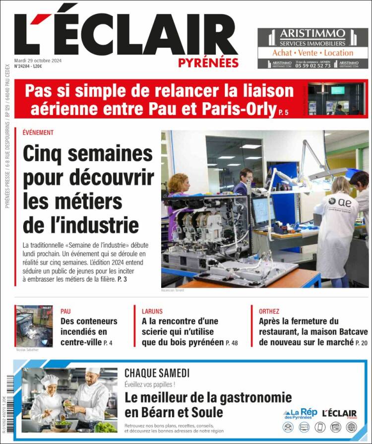 Portada de L'Eclair des Pyrénées (Francia)