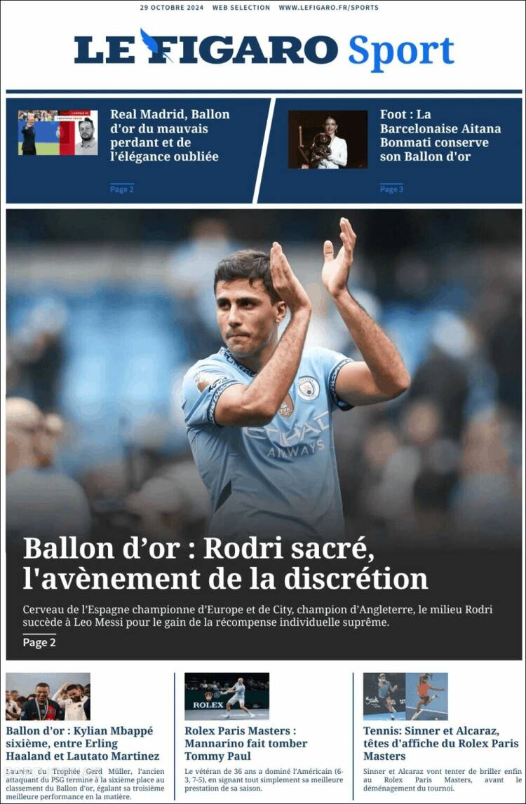 Portada de Le Figaro Sport (Francia)