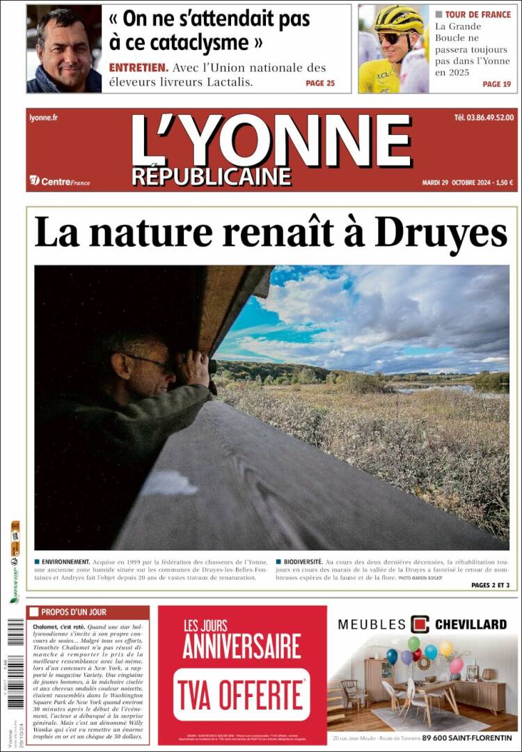 Portada de L'Yonne-Républicaine (Francia)