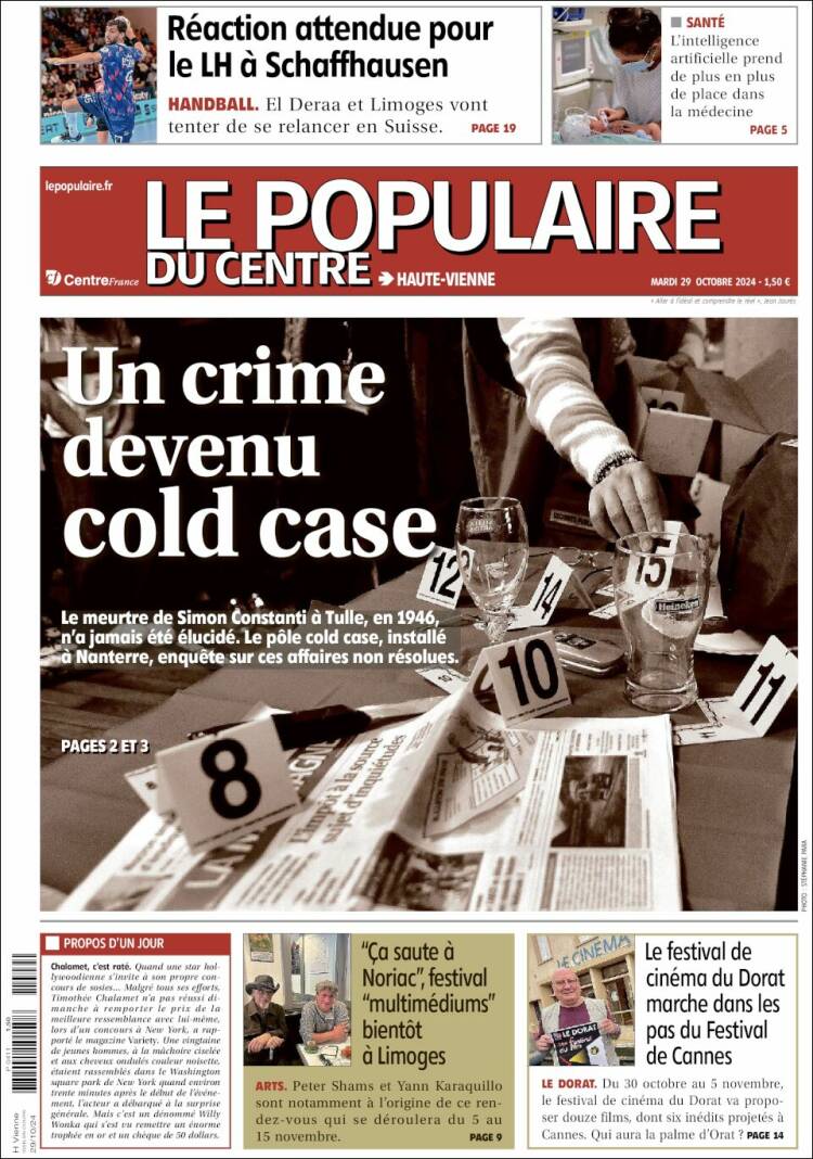 Portada de Le Populaire du Centre (Francia)