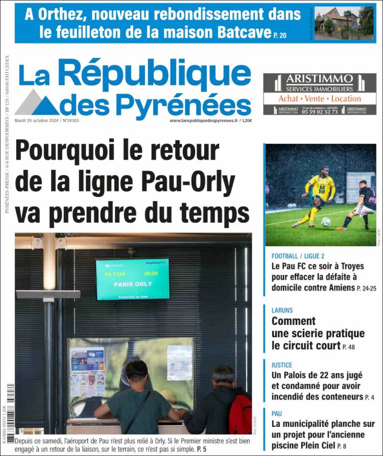 Portada de La République des Pyrénées (Francia)