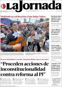 Periódico La Jornada (México). Periódicos de México. Edición de martes ...