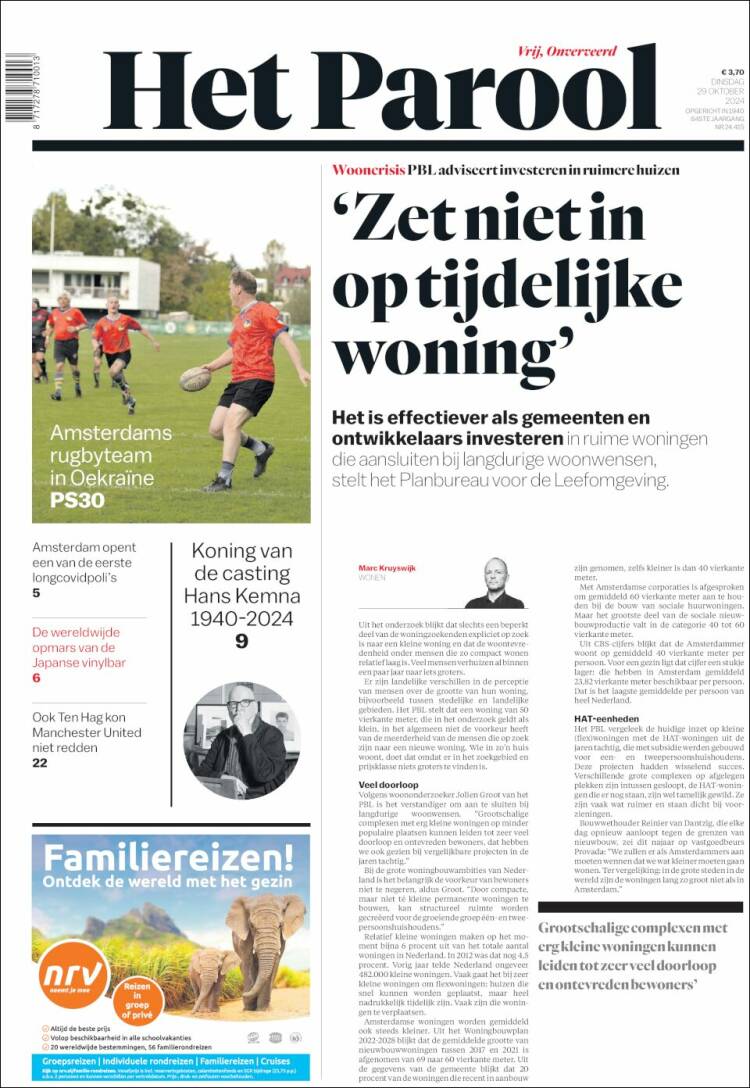 Portada de Het Parool (Pa&iacute;ses Bajos)