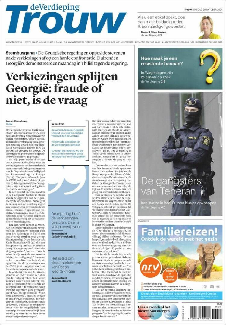 Portada de Trouw (Pa&iacute;ses Bajos)