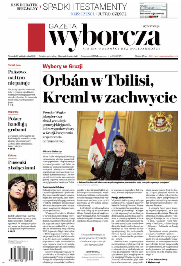Portada de Gazeta Wyborcza (Polonia)