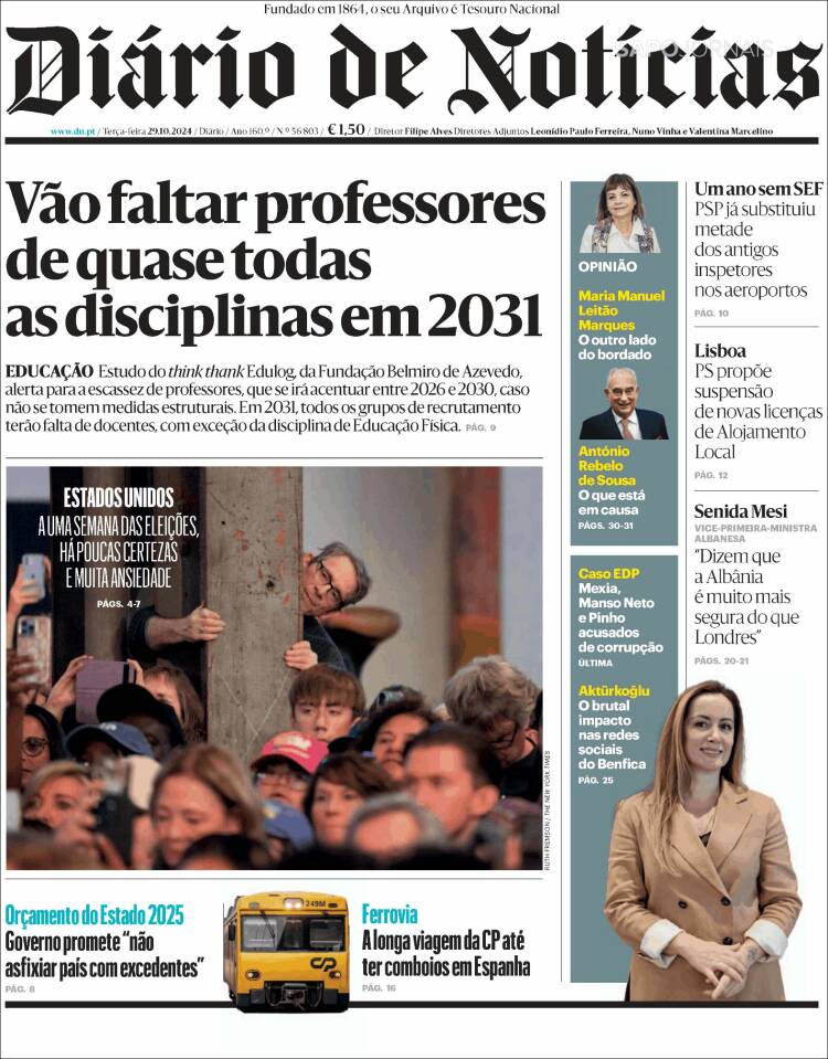 Portada de Diário de Noticias (Portugal)