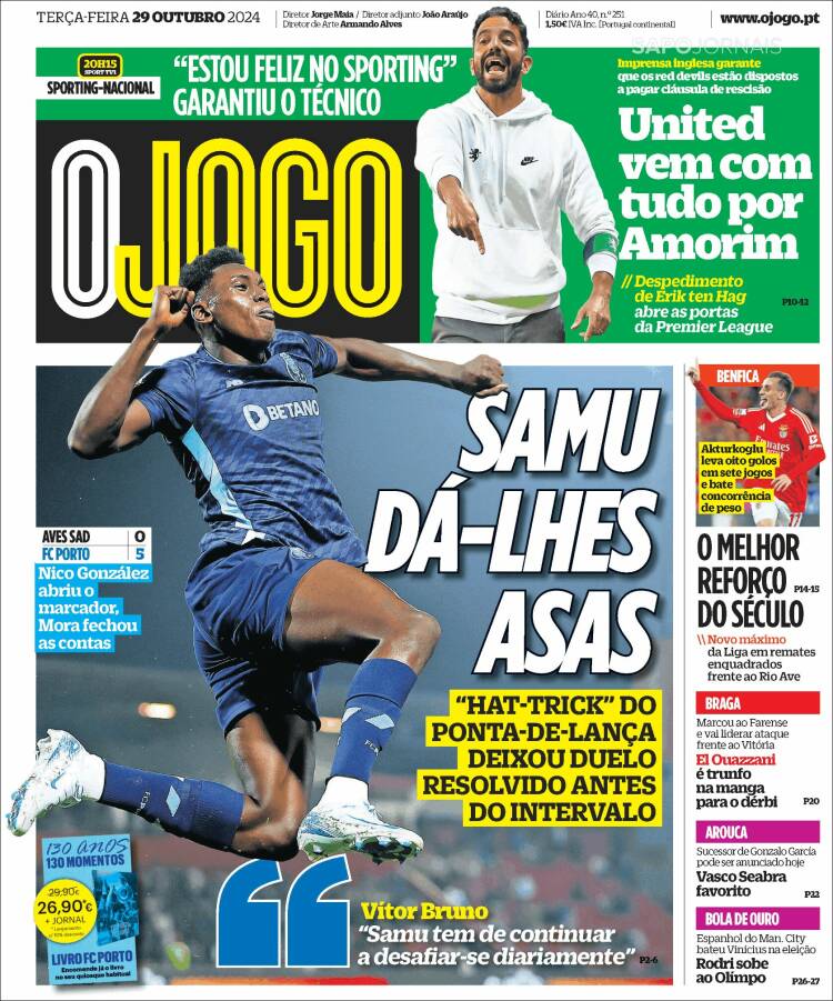 Portada de O Jogo (Portugal)