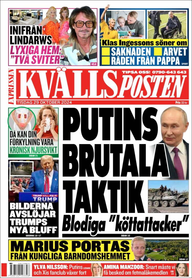 Portada de Kvällsposten (Suecia)