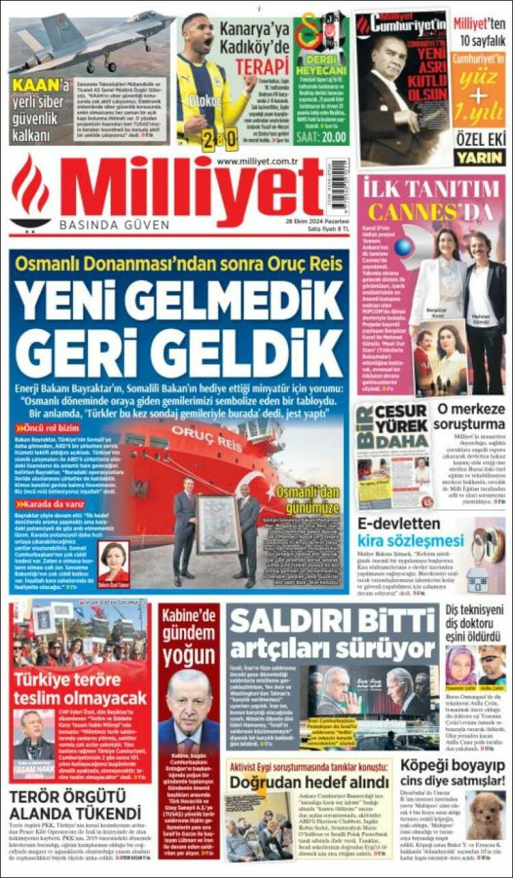 Portada de Milliyet (Turqu&iacute;a)