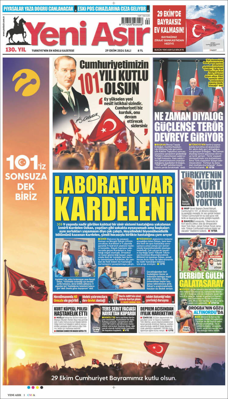 Portada de Yeni Asır (Turqu&iacute;a)
