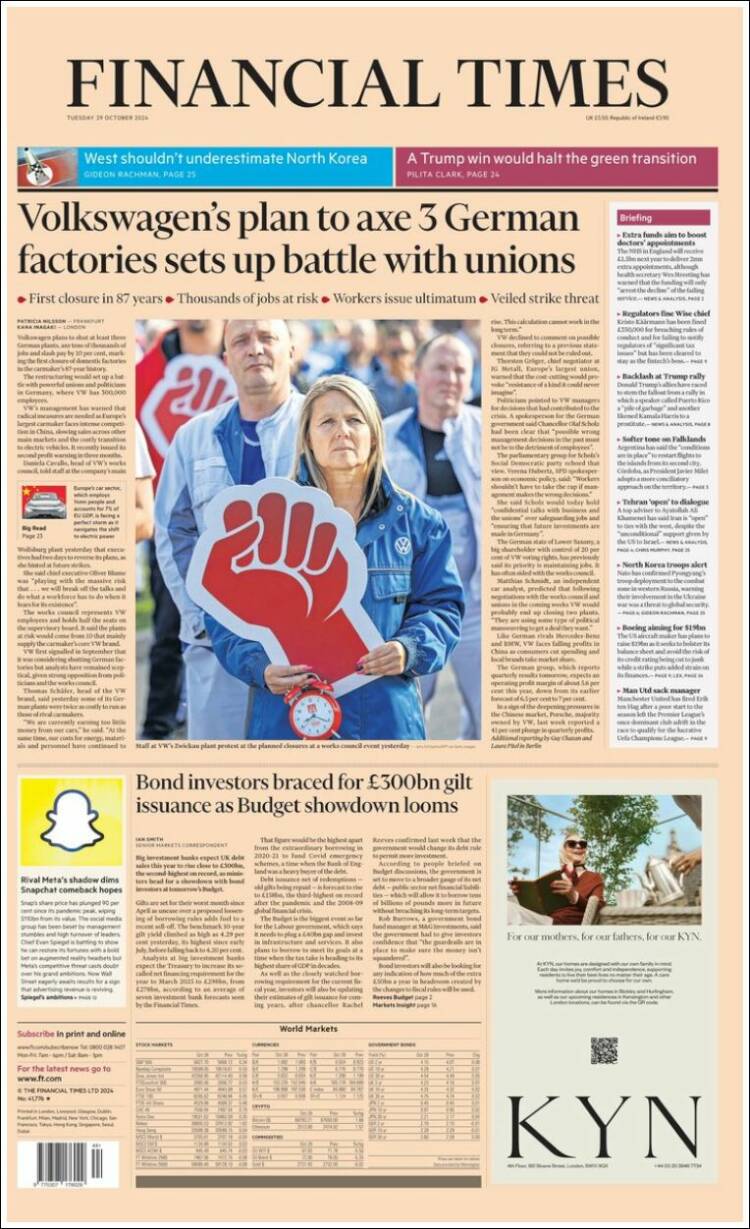 Portada de Financial Times (Reino Unido)