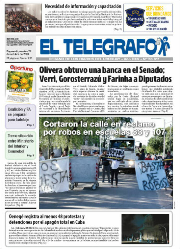 Portada de El Telégrafo (Uruguay)