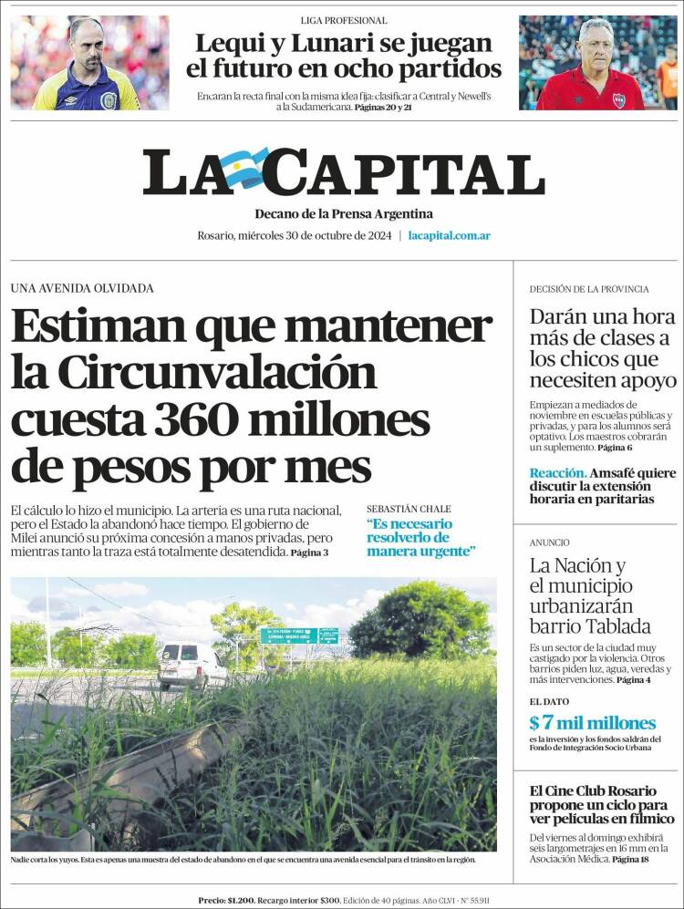 Portada de La Capital - Rosario (Argentina)