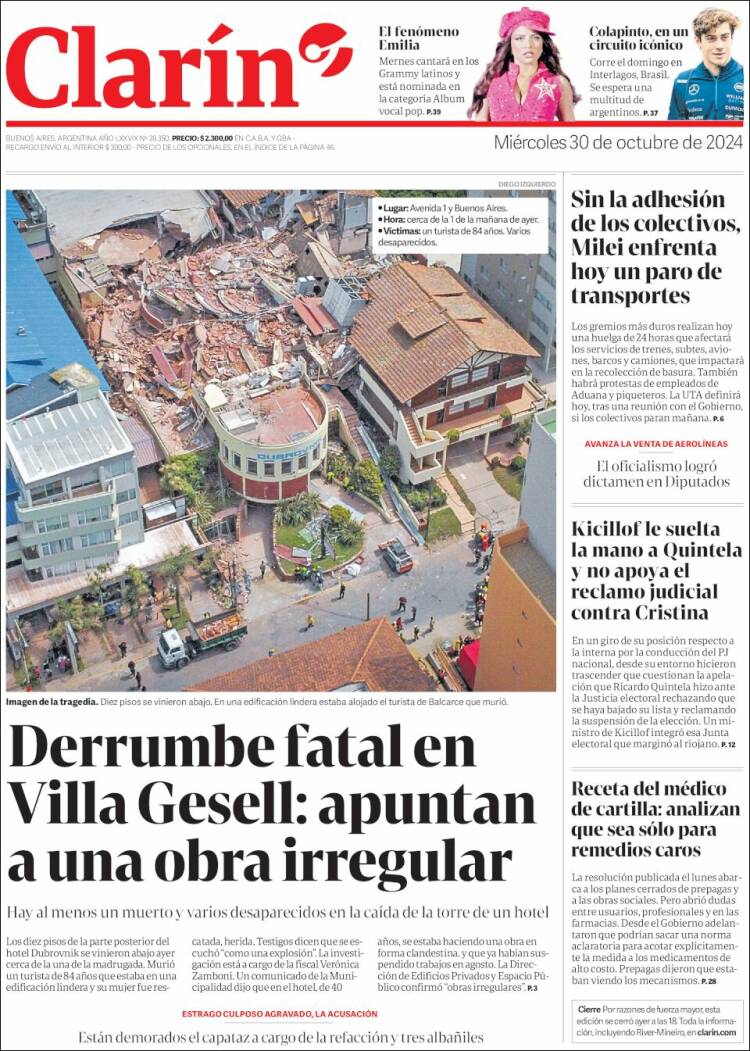 Portada de Clarín (Argentina)
