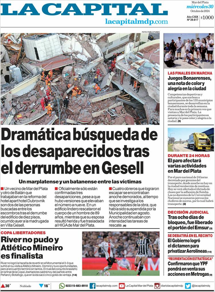 Portada de Diario La Capital - Mar del Plata (Argentina)
