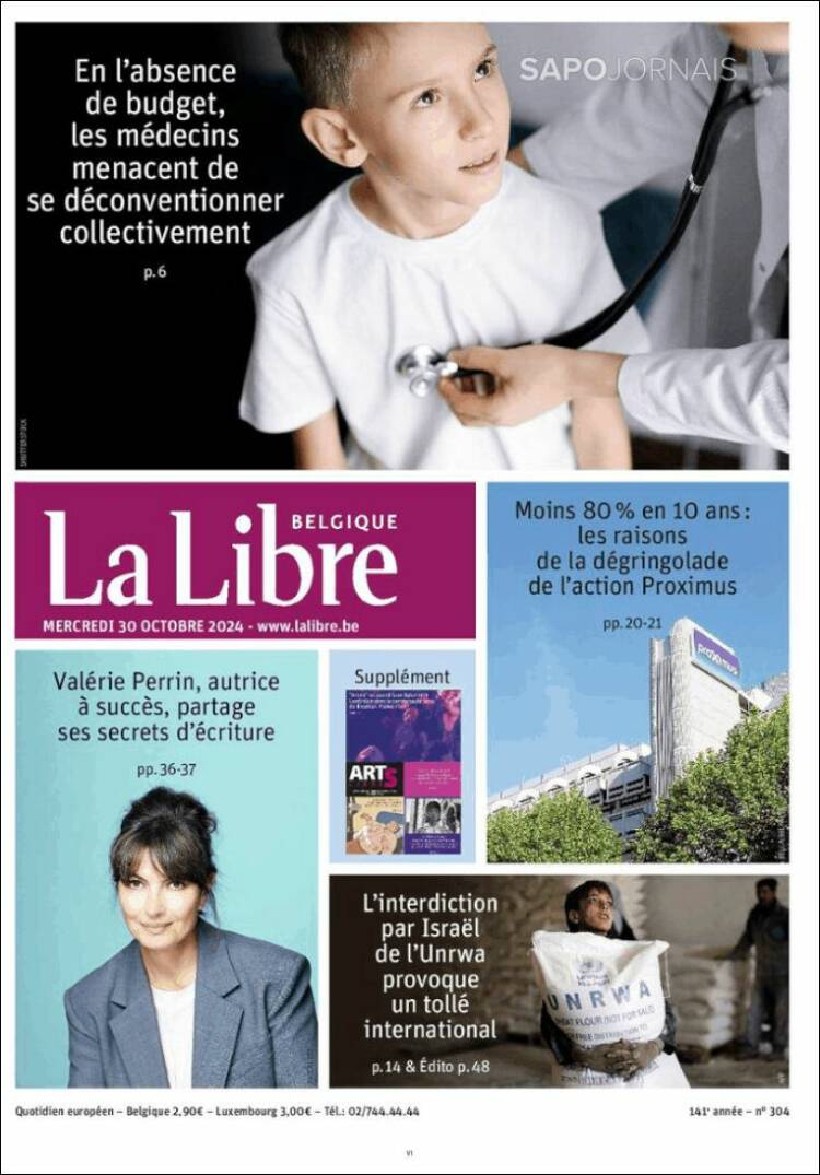 Portada de La Libre.be (B&eacute;lgica)