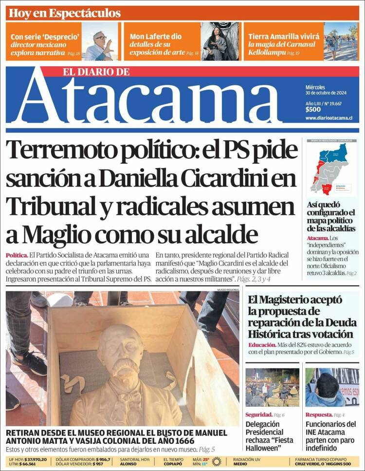 Portada de Diario de Atacama (Chile)