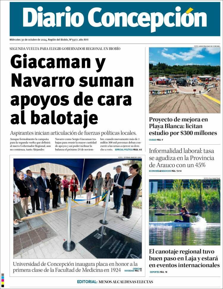 Portada de Diario de Concepción (Chile)