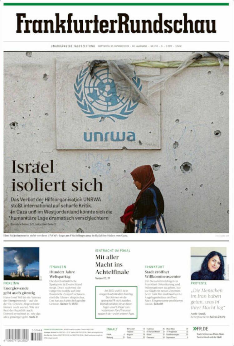 Portada de Frankfurter Rundschau (Alemania)