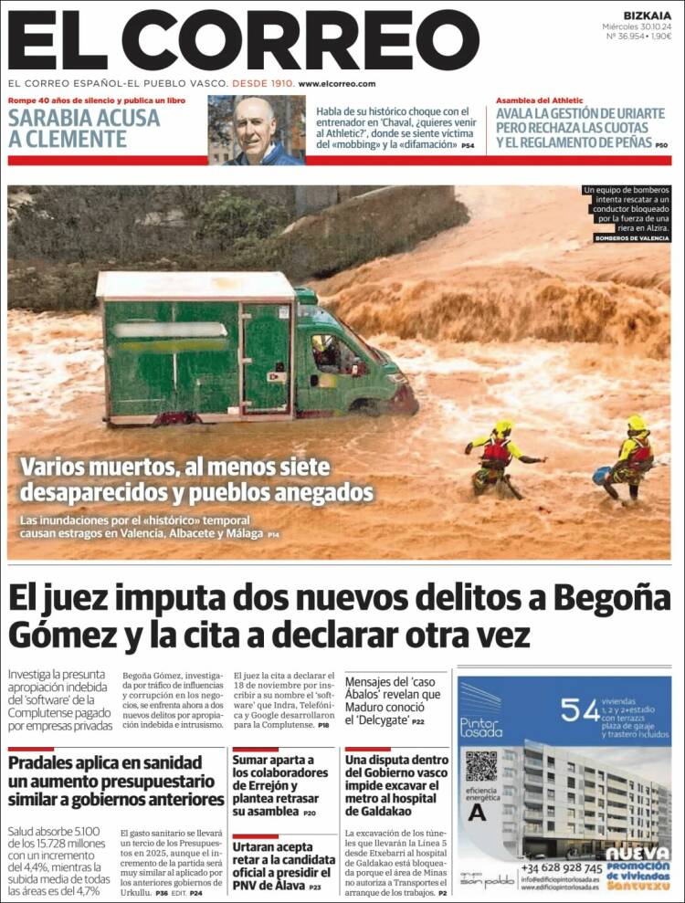 Portada de El Correo (España)