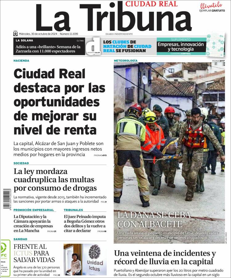 Portada de La Tribuna de Ciudad Real (España)