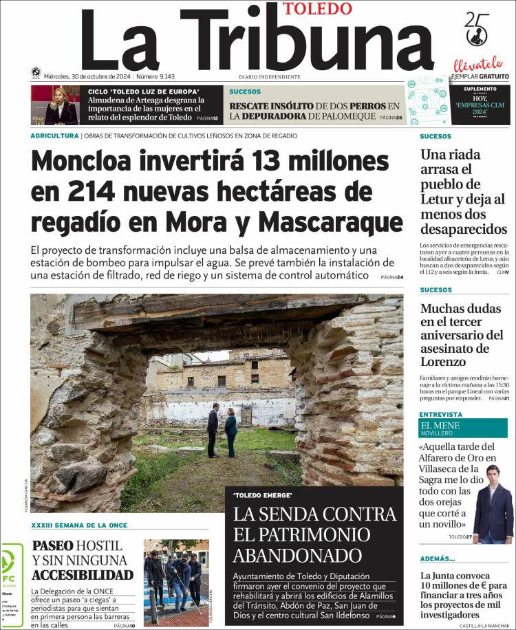 Portada de La Tribuna de Toledo (España)