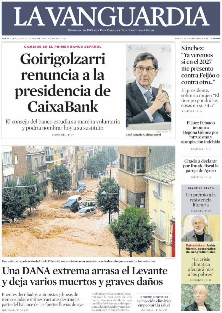 Portada de La Vanguardia (España)