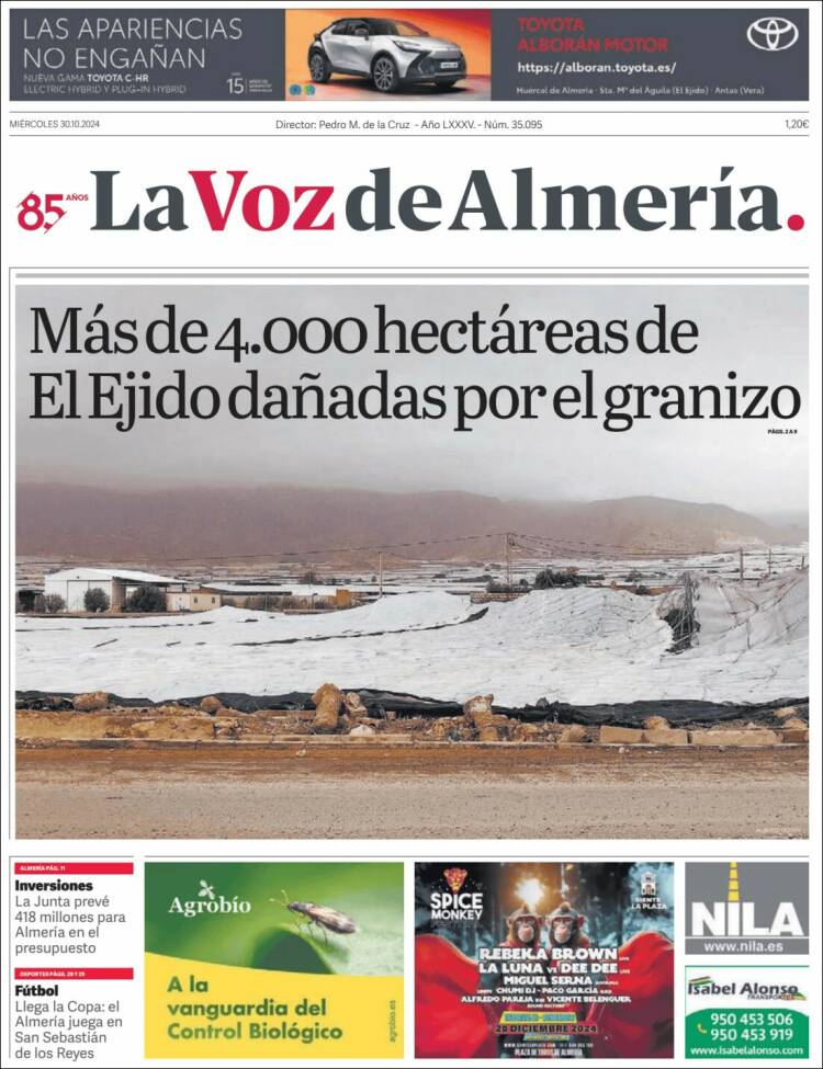 Portada de La Voz de Almería (España)