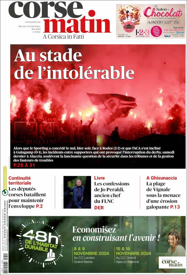 Portada de Corse-Matin (Francia)