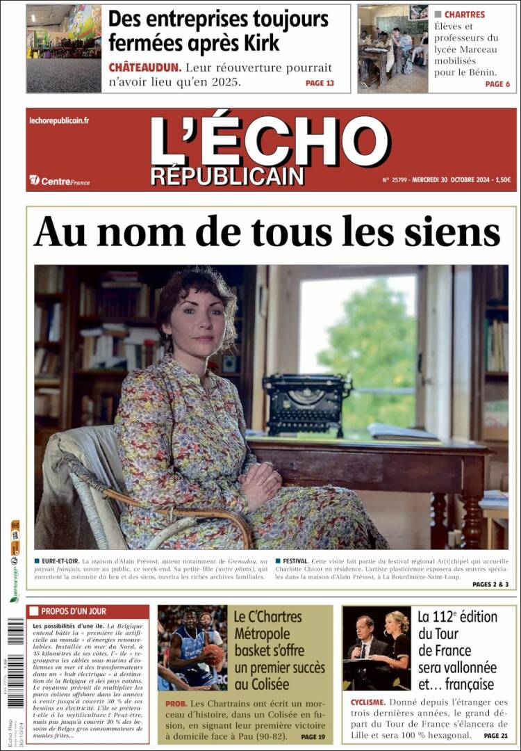 Portada de L'Echo Républicain (Francia)