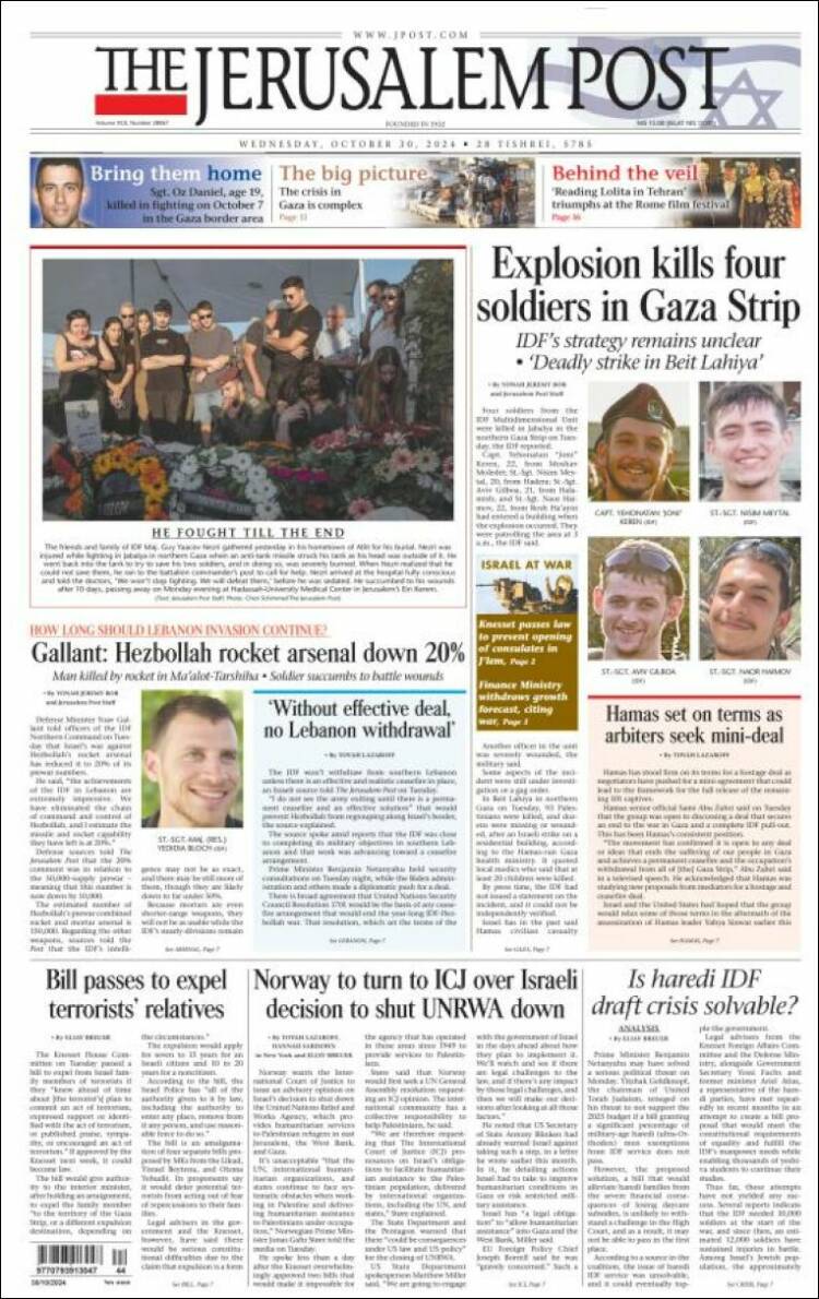 Portada de The Jerusalem Post (Israel)