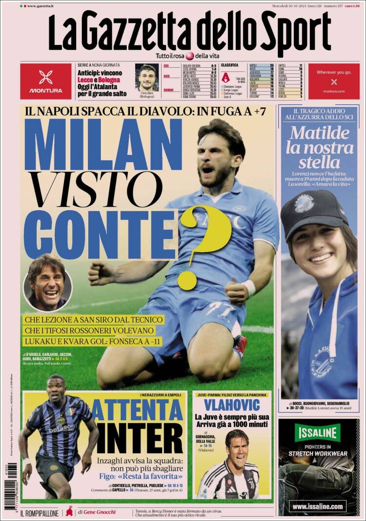 Portada de La Gazzetta dello Sport (Italia)