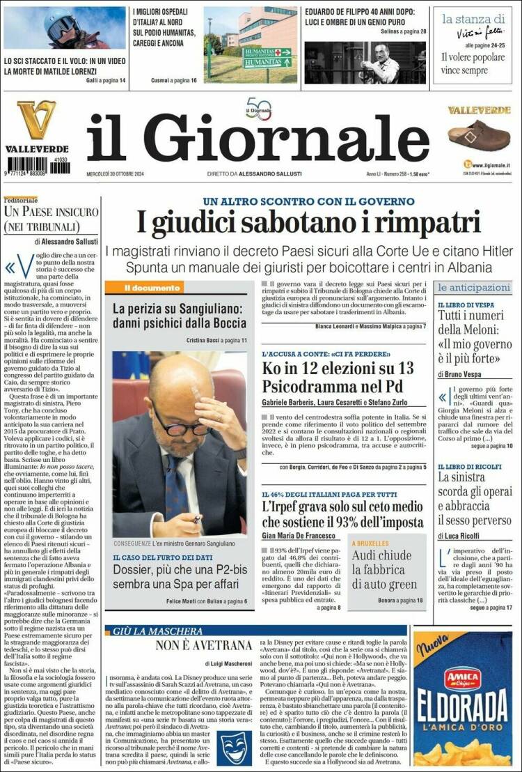 Portada de il Giornale (Italia)