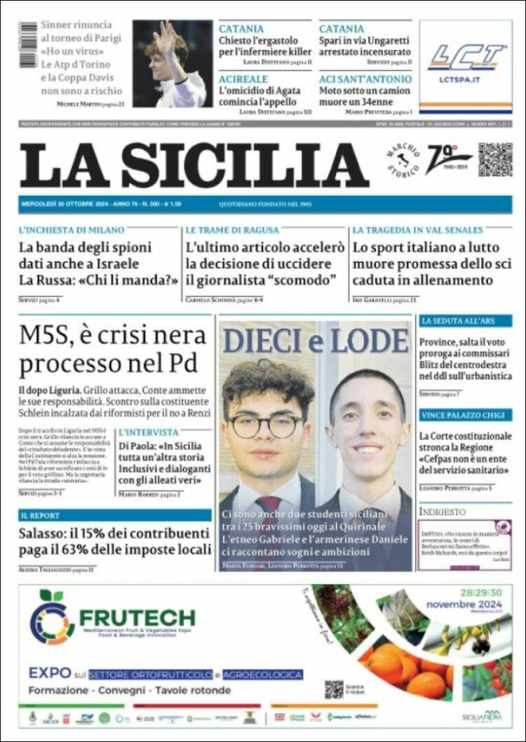 Portada de La Sicilia (Italia)