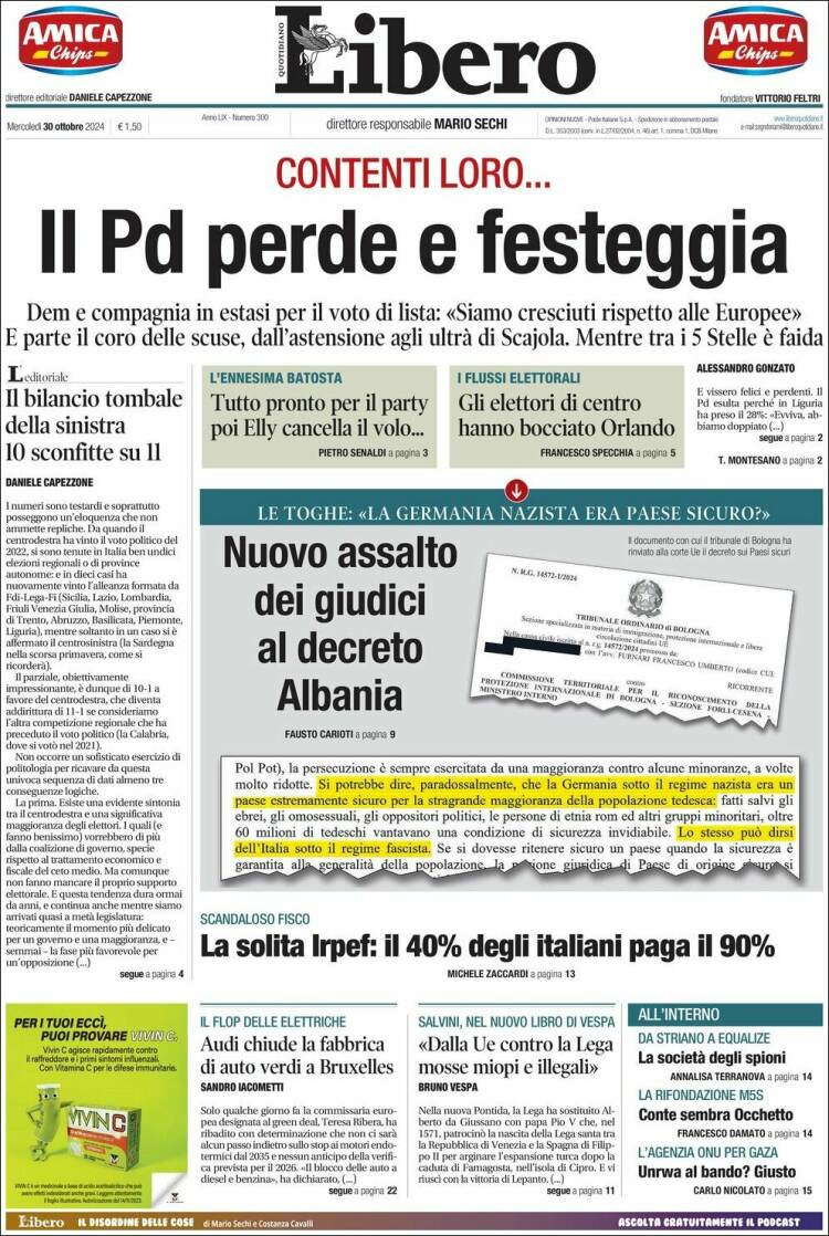Portada de Libero (Italia)