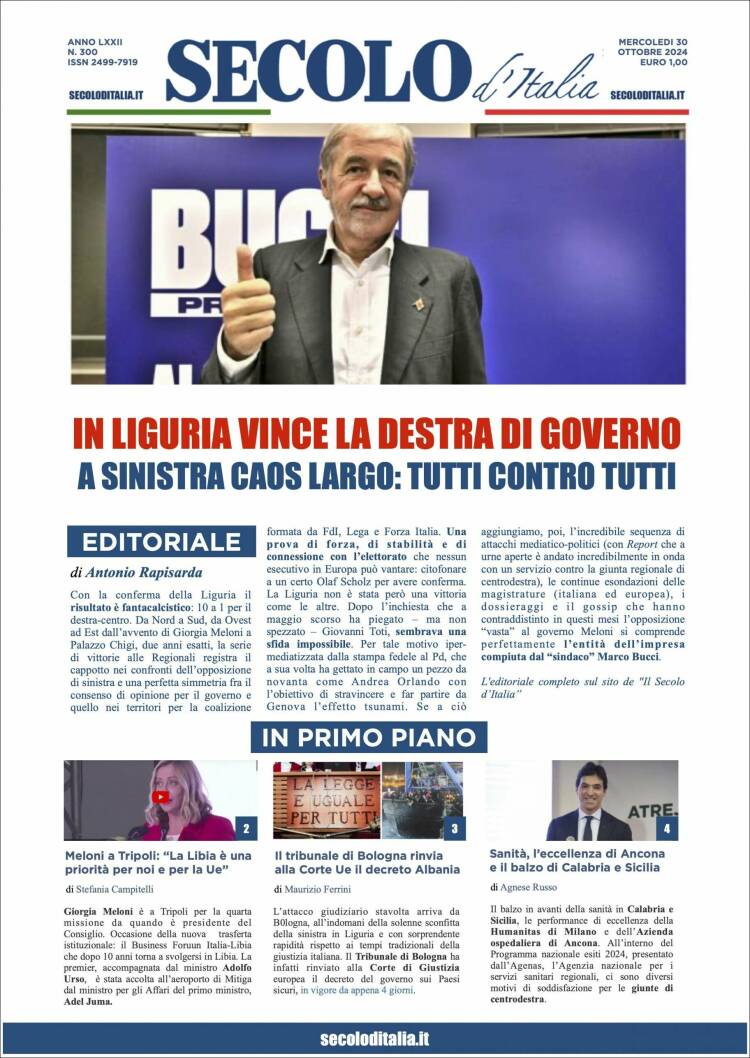 Portada de Secolo d'Italia (Italia)