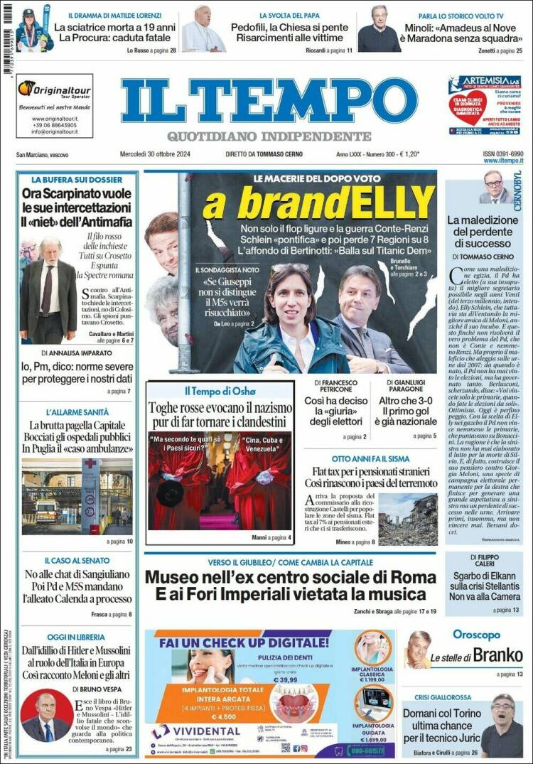 Portada de Il Tempo (Italia)