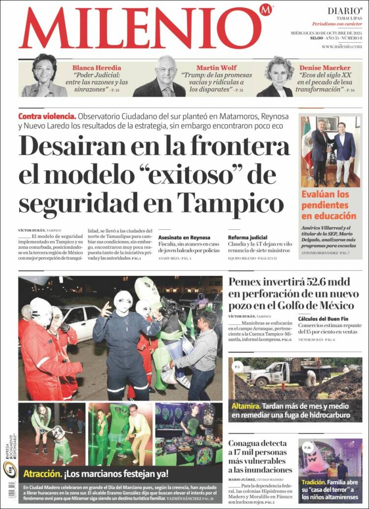 Portada de Milenio - Tamaulipas (M&eacute;xico)
