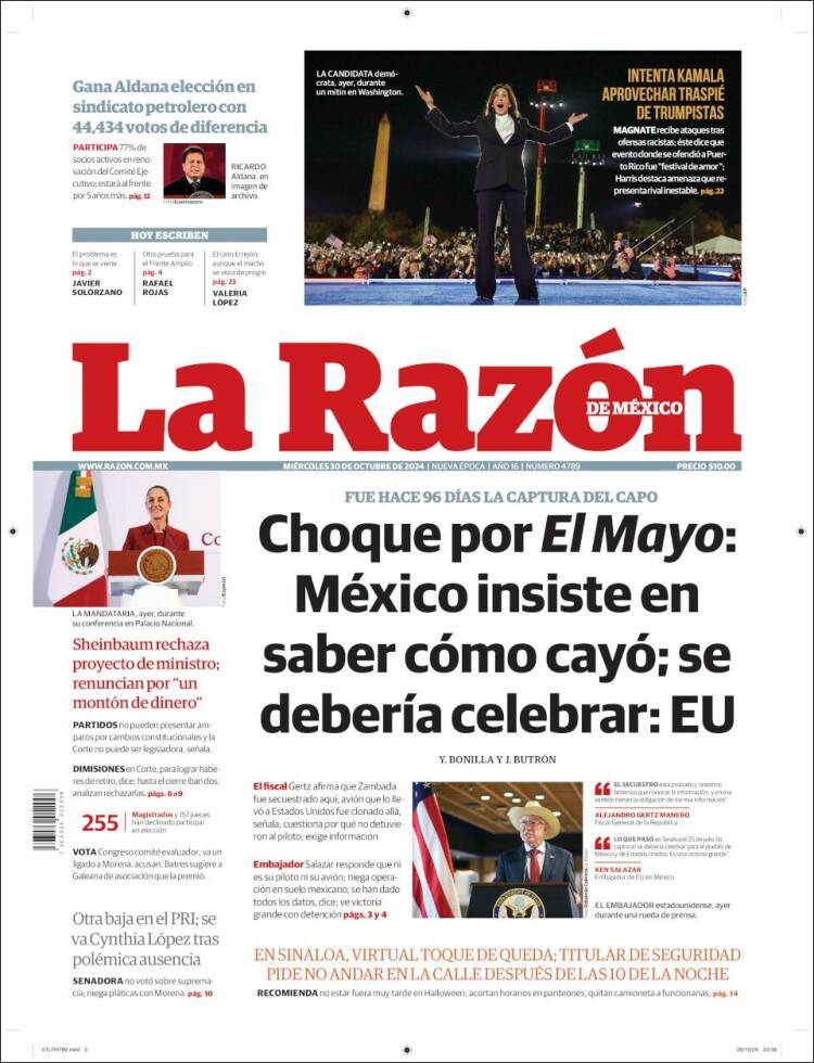 Portada de La Razón (M&eacute;xico)