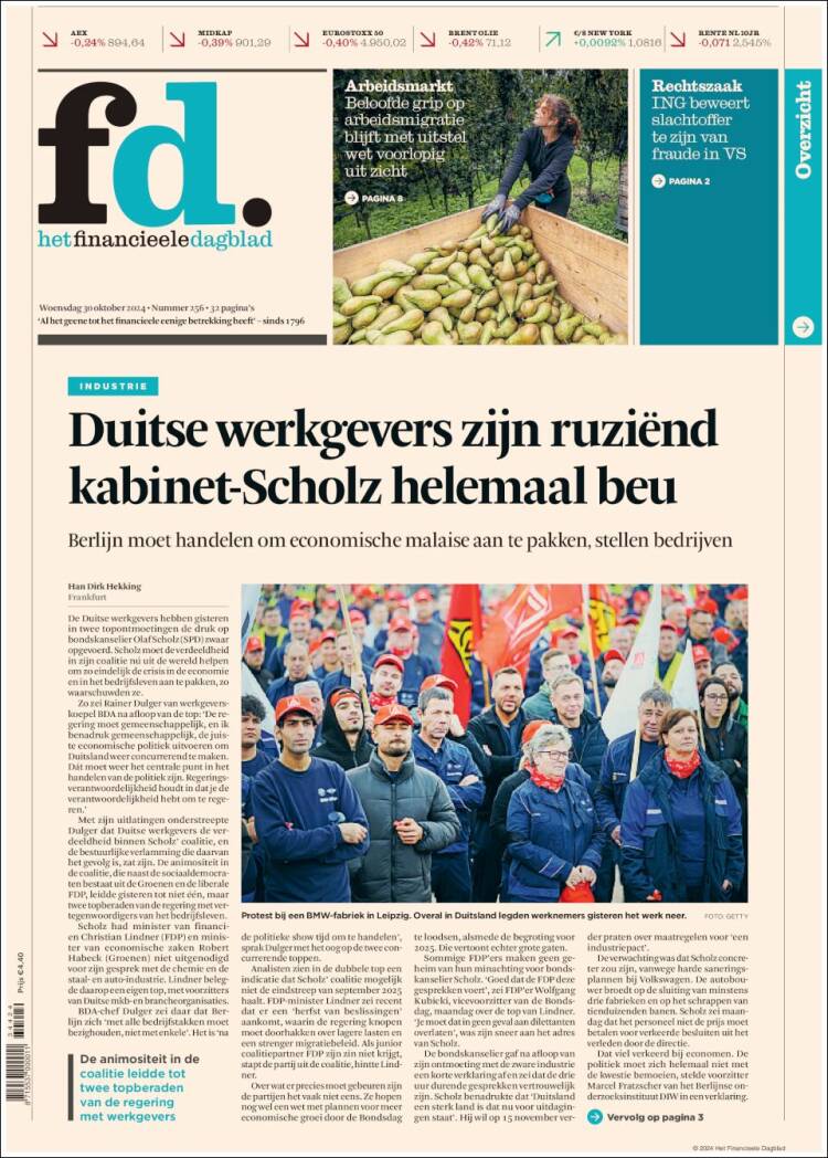 Portada de Het Financieele Dagblad (Pa&iacute;ses Bajos)