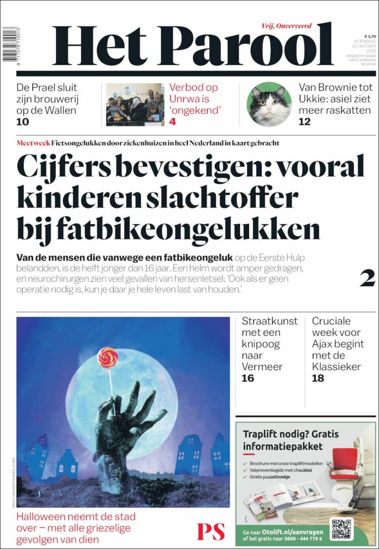 Portada de Het Parool (Pa&iacute;ses Bajos)