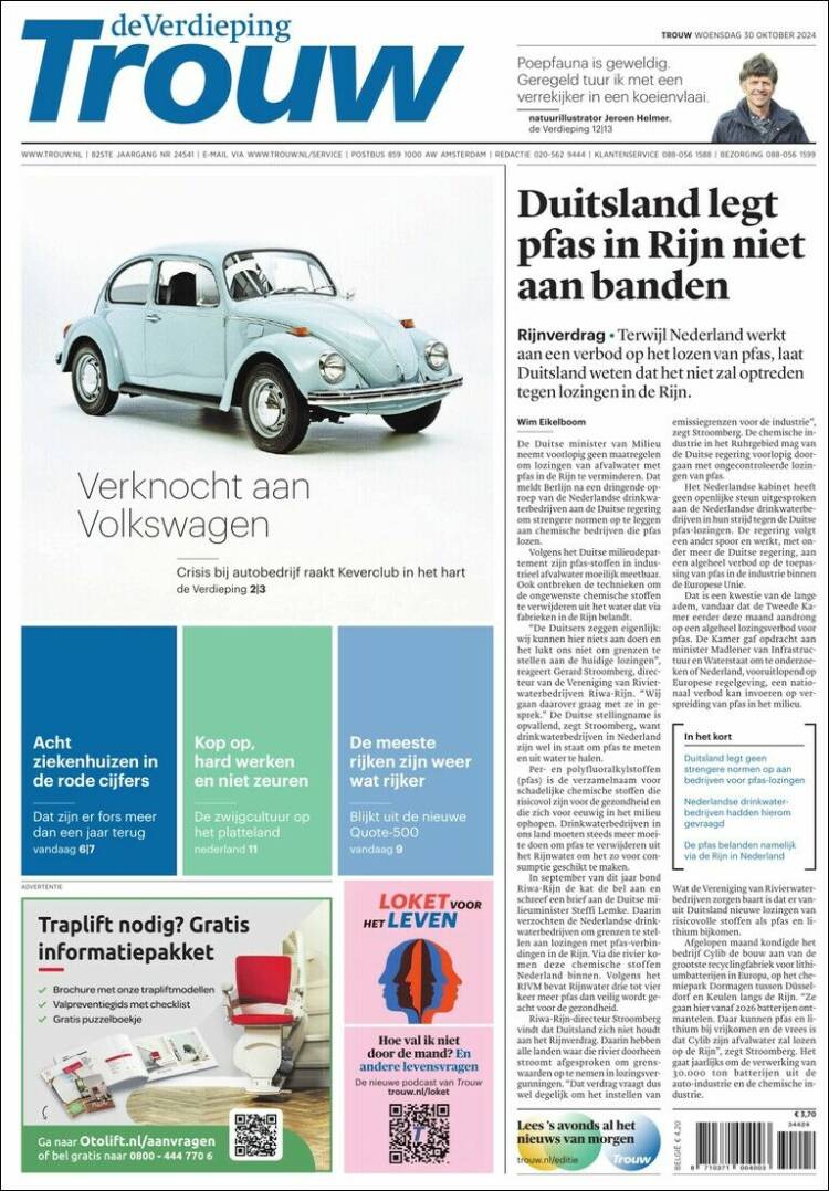 Portada de Trouw (Pa&iacute;ses Bajos)