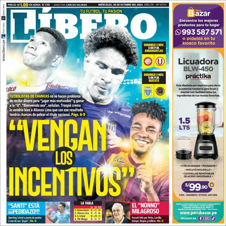 Portada de Líbero (Per&uacute;)