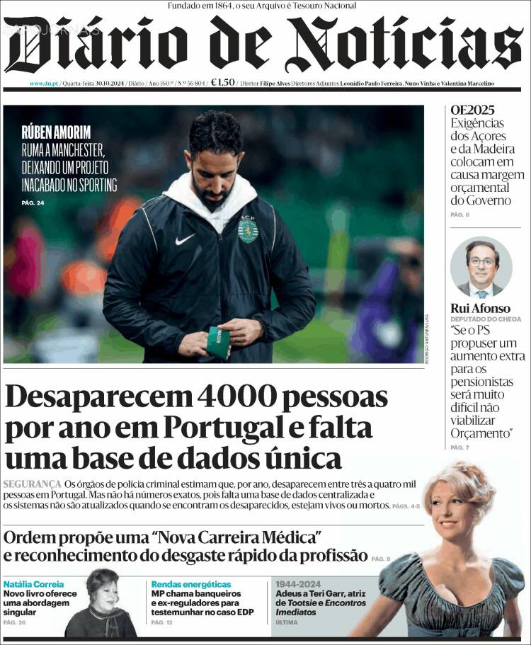 Portada de Diário de Noticias (Portugal)