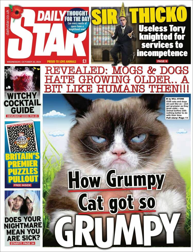 Portada de Daily Star (Reino Unido)