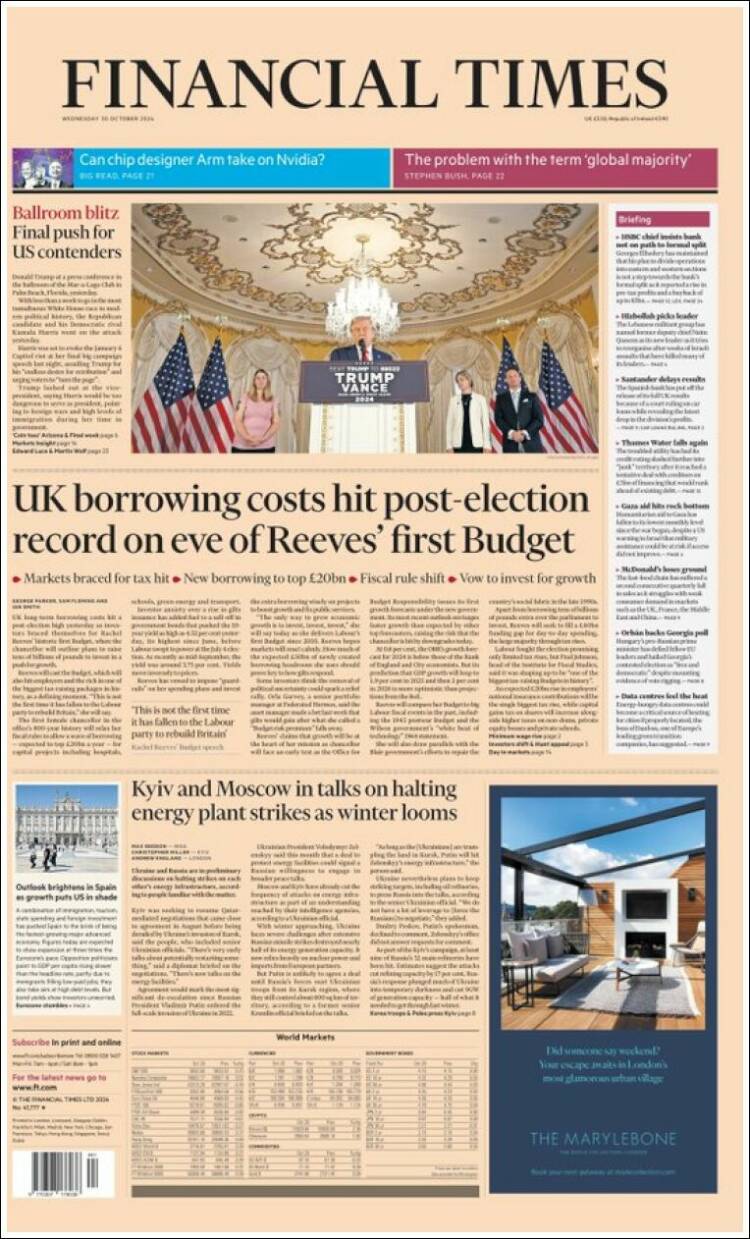 Portada de Financial Times (Reino Unido)